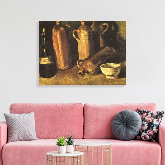 Vincent van Gogh - Stilleven met 4 stenen flessen Canvas Afdruk (Insitu (Woonkamer))