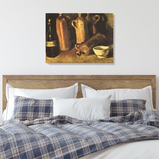 Vincent van Gogh - Stilleven met 4 stenen flessen Canvas Afdruk (Insitu (Slaapkamer))