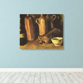 Vincent van Gogh - Stilleven met 4 stenen flessen Canvas Afdruk (Insitu (Houten vloer))