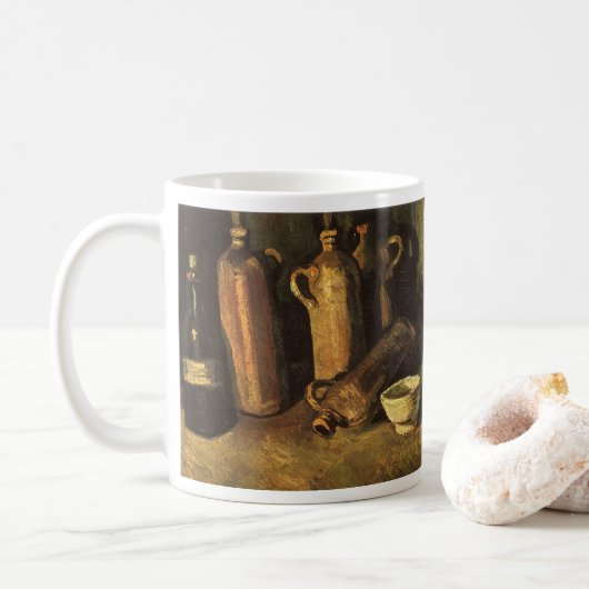 Vincent van Gogh - Stilleven met 4 stenen flessen Koffiemok (Met donut)