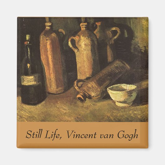 Vincent van Gogh - Stilleven met 4 stenen flessen Magneet (Voorkant)