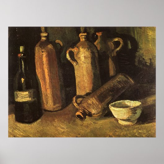Vincent van Gogh - Stilleven met 4 stenen flessen Poster (Voorkant)