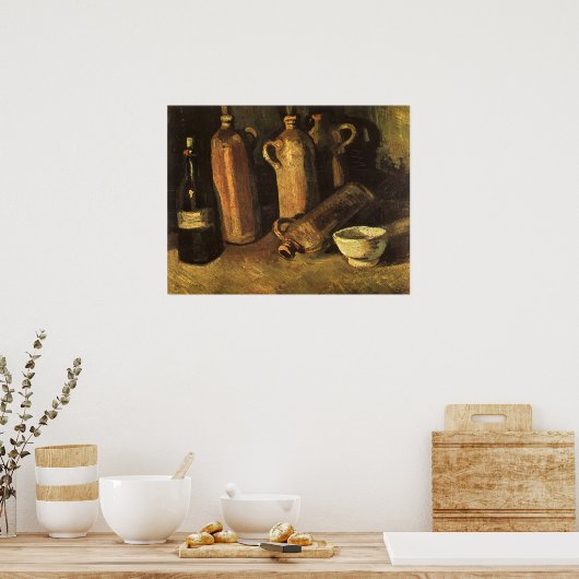 Vincent van Gogh - Stilleven met 4 stenen flessen Poster (Keuken)