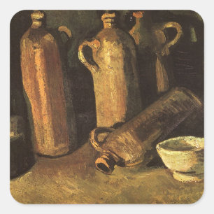 Vincent van Gogh - Stilleven met 4 stenen flessen Vierkante Sticker