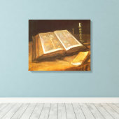 Vincent van Gogh - Stilleven met Bijbel Canvas Afdruk (Insitu (Houten vloer))