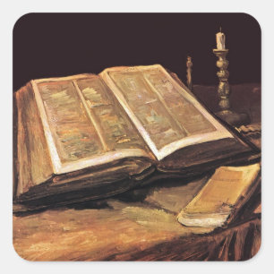 Vincent Van Gogh - Stilleven met Bijbel Vierkante Sticker