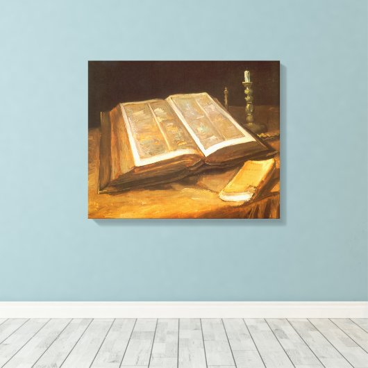Vincent van Gogh - Stilleven met de Bijbel Canvas Afdruk (Insitu (Houten vloer))
