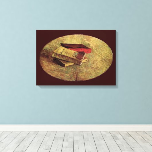 Vincent van Gogh - Stilleven met drie boeken Canvas Afdruk (Insitu (Houten vloer))
