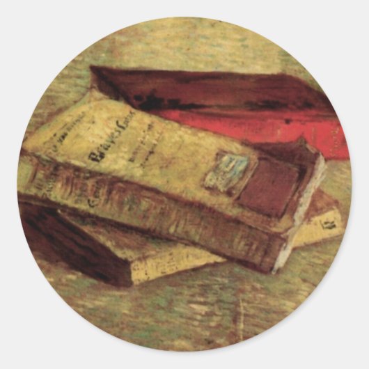 Vincent van Gogh - Stilleven met drie boeken Ronde Sticker (Voorkant)