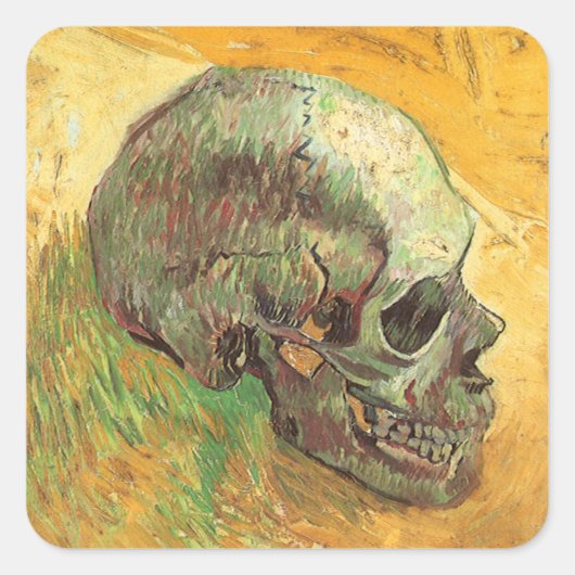 Vincent van Gogh - Stilleven met schedel Vierkante Sticker (Voorkant)