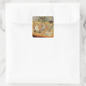 Vincent van Gogh - Stilleven met tekentafel Vierkante Sticker (Tas)