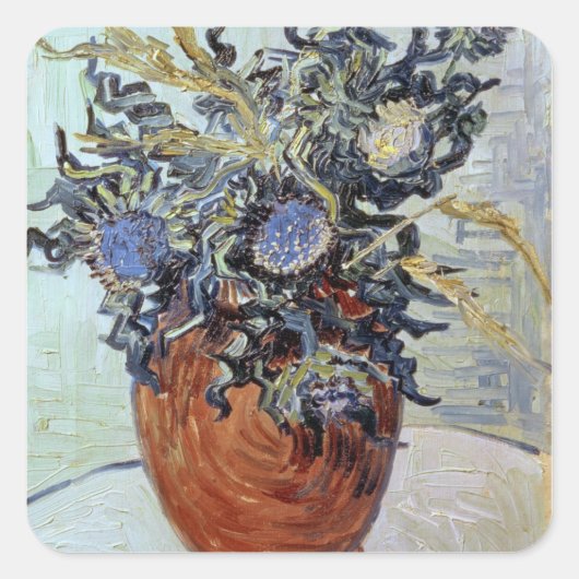 Vincent van Gogh | Stilleven met Thistles, 1890 Vierkante Sticker (Voorkant)