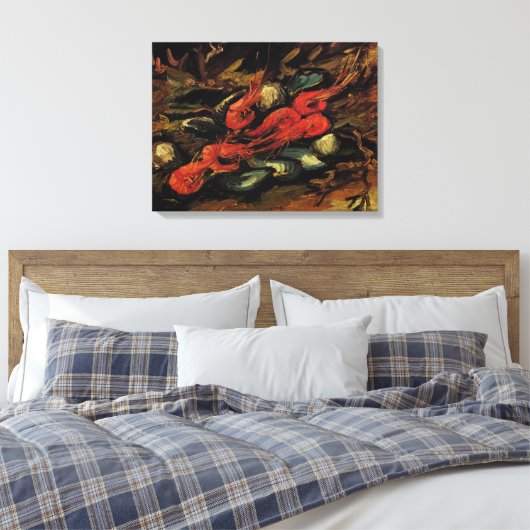 Vincent van Gogh - Stilleven Mosselen en garnalen Canvas Afdruk (Insitu (Slaapkamer))