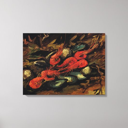 Vincent van Gogh - Stilleven Mosselen en garnalen Canvas Afdruk (Voorkant)
