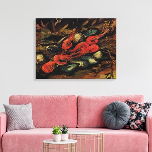 Vincent van Gogh - Stilleven Mosselen en garnalen Canvas Afdruk (Insitu (Woonkamer))
