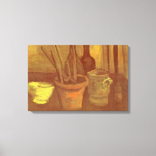 Vincent van Gogh - Stilleven penseel in pot Canvas Afdruk (Voorkant)