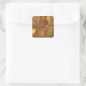 Vincent van Gogh - Stilleven penseel in pot Vierkante Sticker (Tas)