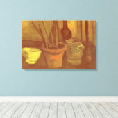 Vincent van Gogh - Stilleven penselen in pot Canvas Afdruk (Insitu (Houten vloer))