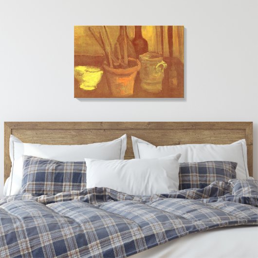 Vincent van Gogh - Stilleven penselen in pot Canvas Afdruk (Insitu (Slaapkamer))