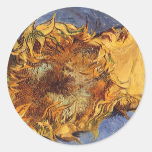 Vincent van Gogh - Stilleven: Twee afgesneden zonn Ronde Sticker