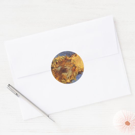 Vincent van Gogh - Stilleven: twee geslepen zonneb Ronde Sticker (Envelop)