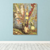 Vincent van Gogh - Stilleven vaas met gladiolen Canvas Afdruk (Insitu (Houten vloer))