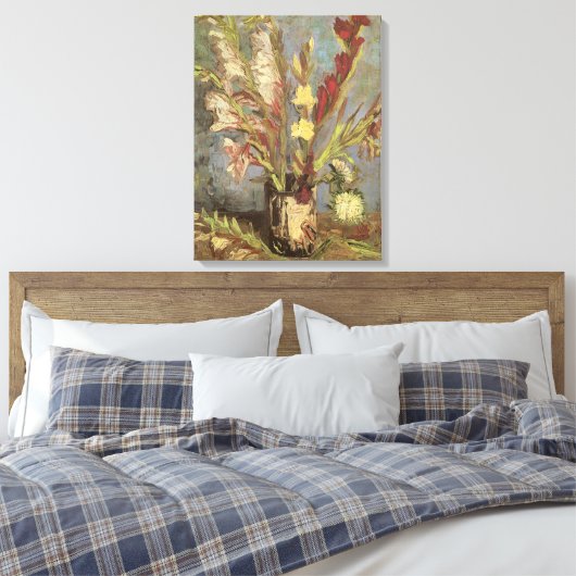 Vincent van Gogh - Stilleven vaas met gladiolen Canvas Afdruk (Insitu (Slaapkamer))