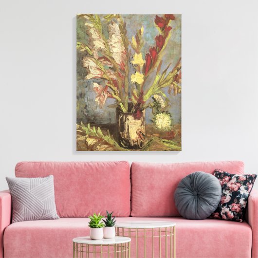 Vincent van Gogh - Stilleven vaas met gladiolen Canvas Afdruk (Insitu (Woonkamer))