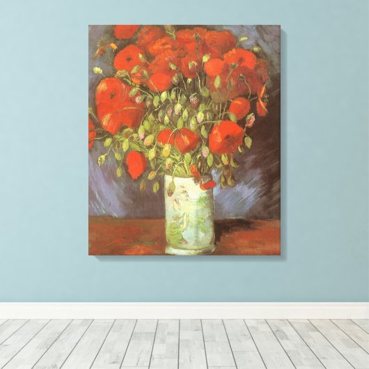 Vincent van Gogh Stilleven Vaas met Rode Klaprozen Canvas Afdruk (Insitu (Houten vloer))