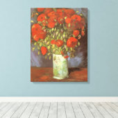 Vincent van Gogh Stilleven Vaas met rode klaprozen Canvas Afdruk (Insitu (Houten vloer))