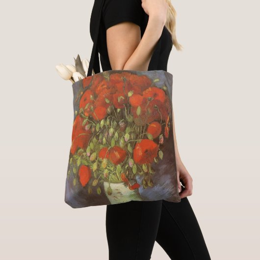 Vincent van Gogh Stilleven Vaas met rode klaprozen Tote Bag (Dichtbij)
