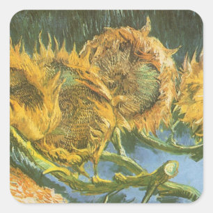 Vincent van Gogh - Stilleven: Vier afgesneden zonn Vierkante Sticker
