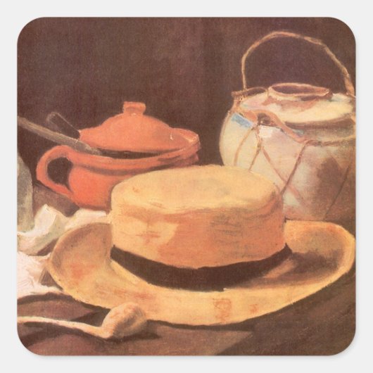 Vincent van Gogh - Stilleven w Yellow Straw Pet Vierkante Sticker (Voorkant)