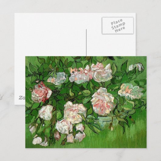 Vincent Van Gogh - stilstaande levensroze roses Fi Briefkaart (Voorkant / Achterkant)