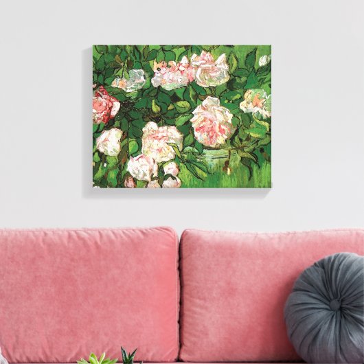 Vincent Van Gogh - stilstaande levensroze roses Fi Canvas Afdruk (Insitu (Woonkamer))