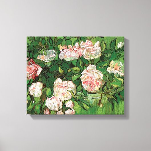 Vincent Van Gogh - stilstaande levensroze roses Fi Canvas Afdruk (Voorkant)