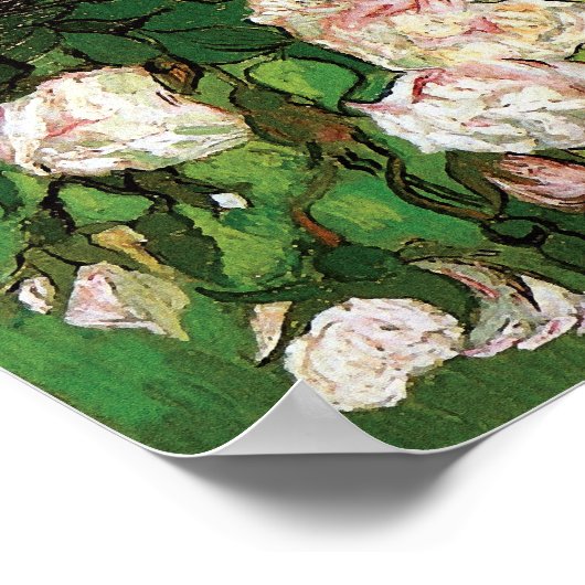 Vincent Van Gogh - stilstaande levensroze roses Fi Poster (Hoek)