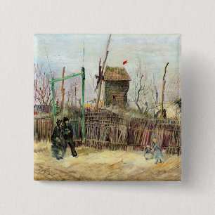 Vincent van Gogh - Straatbeeld in Montmartre Vierkante Button 5,1 Cm