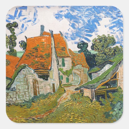 Vincent van Gogh - Street in Auvers-sur-Oise Vierkante Sticker (Voorkant)