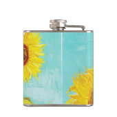 Vincent van Gogh Sunflower Vase First Turquoise Heupfles (Achterkant)