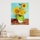Vincent van Gogh Sunflower Vase First Turquoise Poster (Keuken)