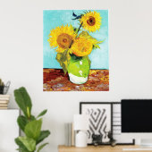 Vincent van Gogh Sunflower Vase First Turquoise Poster (Thuiskantoor)