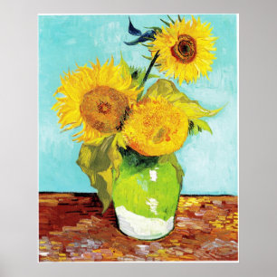 Vincent van Gogh Sunflower Vase First Turquoise Poster