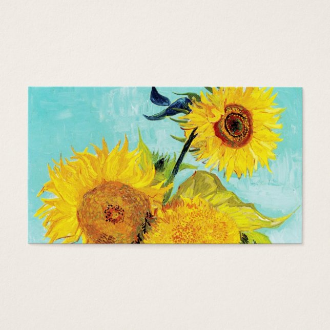 Vincent van Gogh Sunflower Vase First Turquoise Visitekaartje (Voorkant)