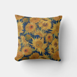 Vincent Van Gogh Sunflowers Navy Blue Yellow Kussen