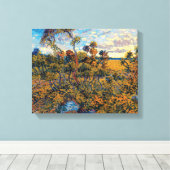 Vincent Van Gogh - Sunset at Montmajour Fine Art Canvas Afdruk (Insitu (Houten vloer))