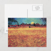 Vincent Van Gogh - Sunset on Wheat Fields Fine Art Briefkaart (Voorkant / Achterkant)
