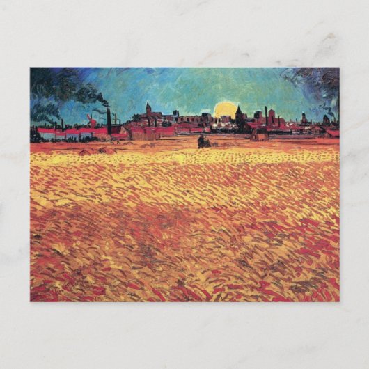 Vincent Van Gogh - Sunset on Wheat Fields Fine Art Briefkaart (Voorkant)