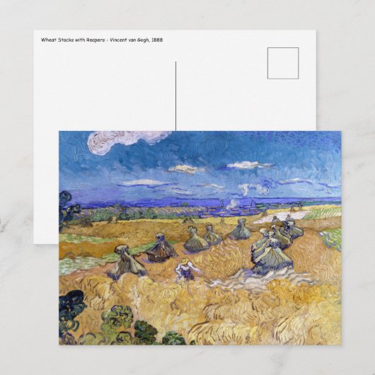 Vincent van Gogh - Tarwe Stacks met luiers Briefkaart (Voorkant / Achterkant)