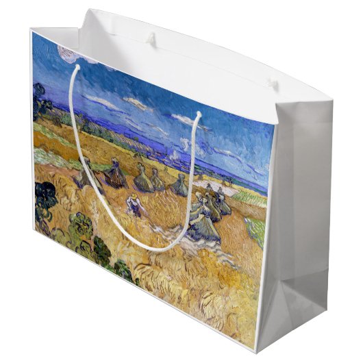 Vincent van Gogh - Tarwe Stacks met luiers Groot Cadeauzakje (Achterkant Gekanteld)